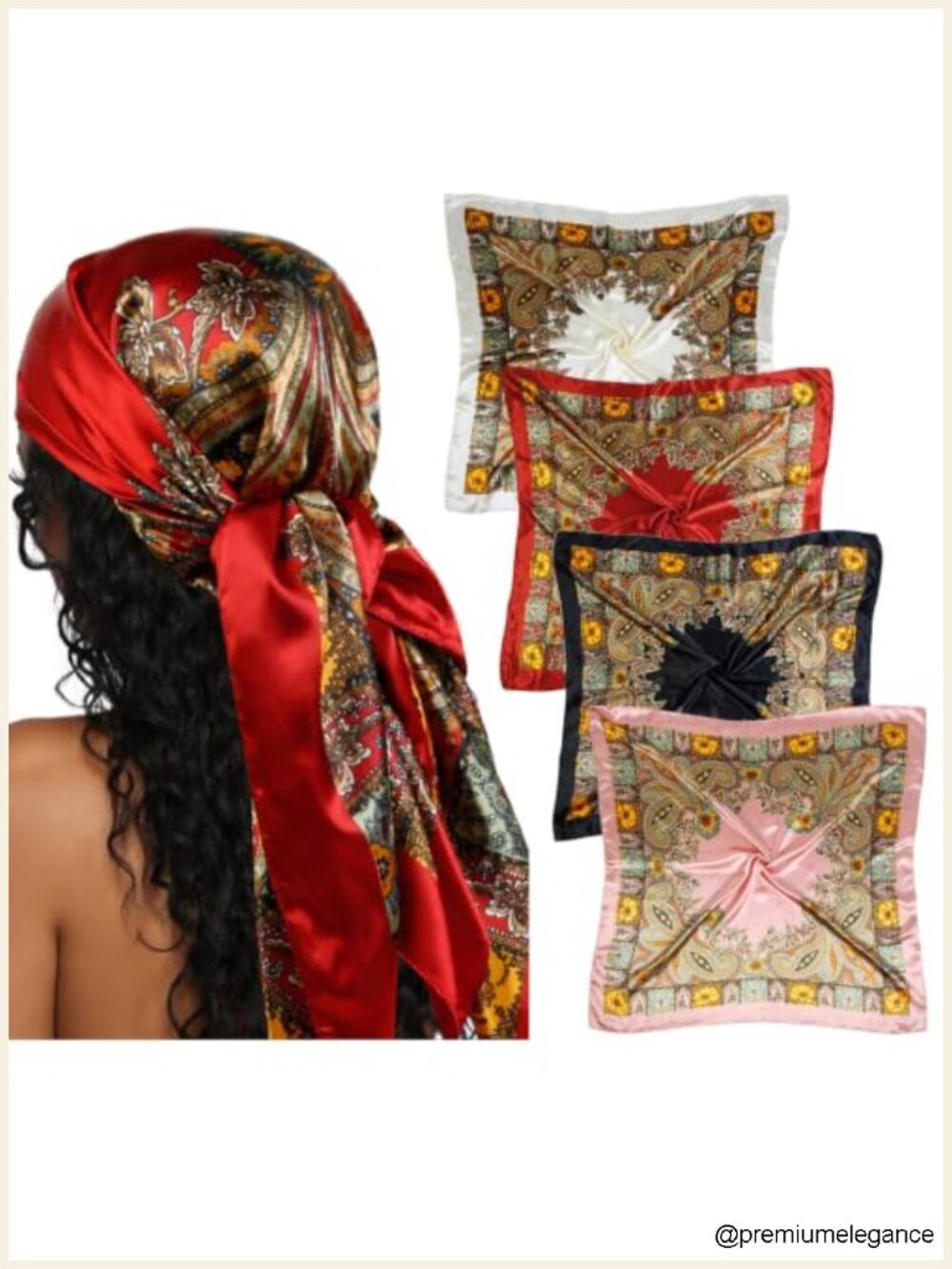 Women's Silk-Like Square Head Scarf 35" Polyester Fashion Bandana